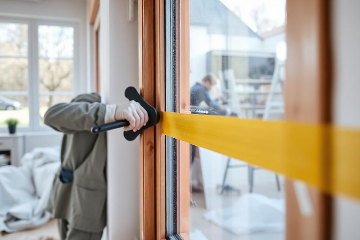 Binnenkozijn wordt geschuurd en gelakt in een woonkamer